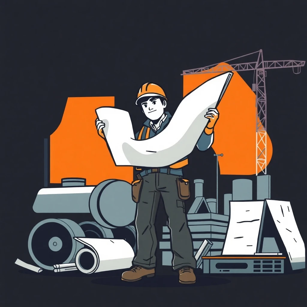 Trabajador de construcción con planos