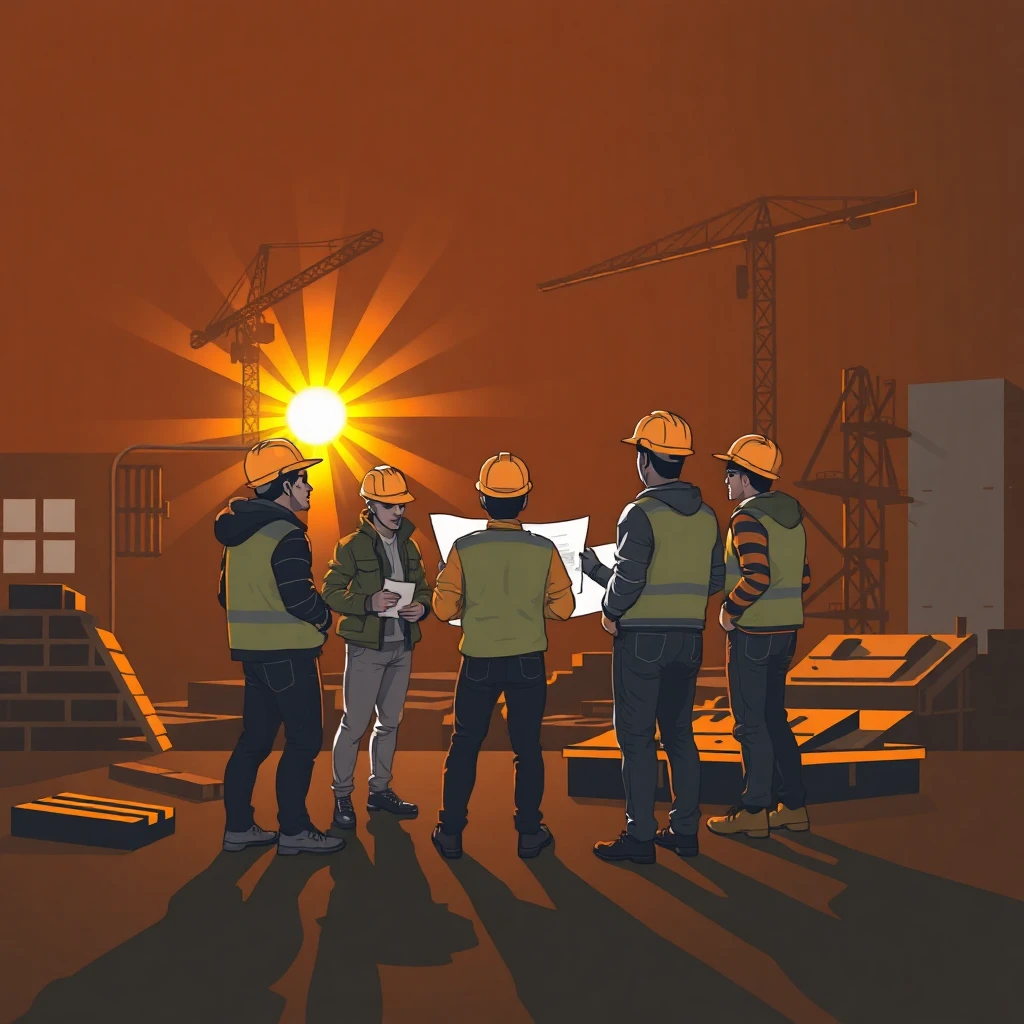 Entry-level workers at a construction site