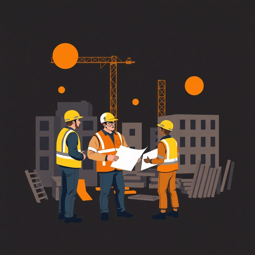 Construction workers planning on site