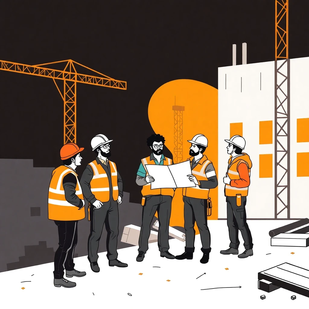 Construction team at work