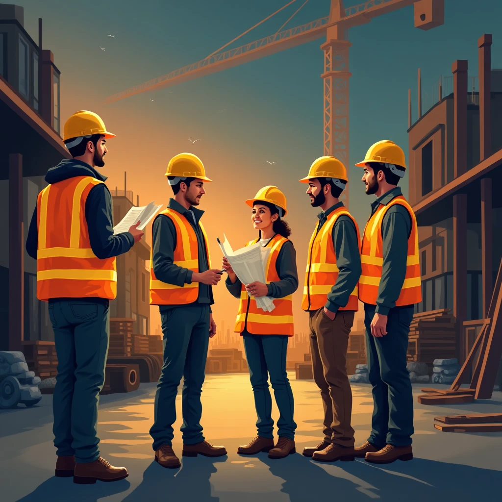 Construction workers on site
