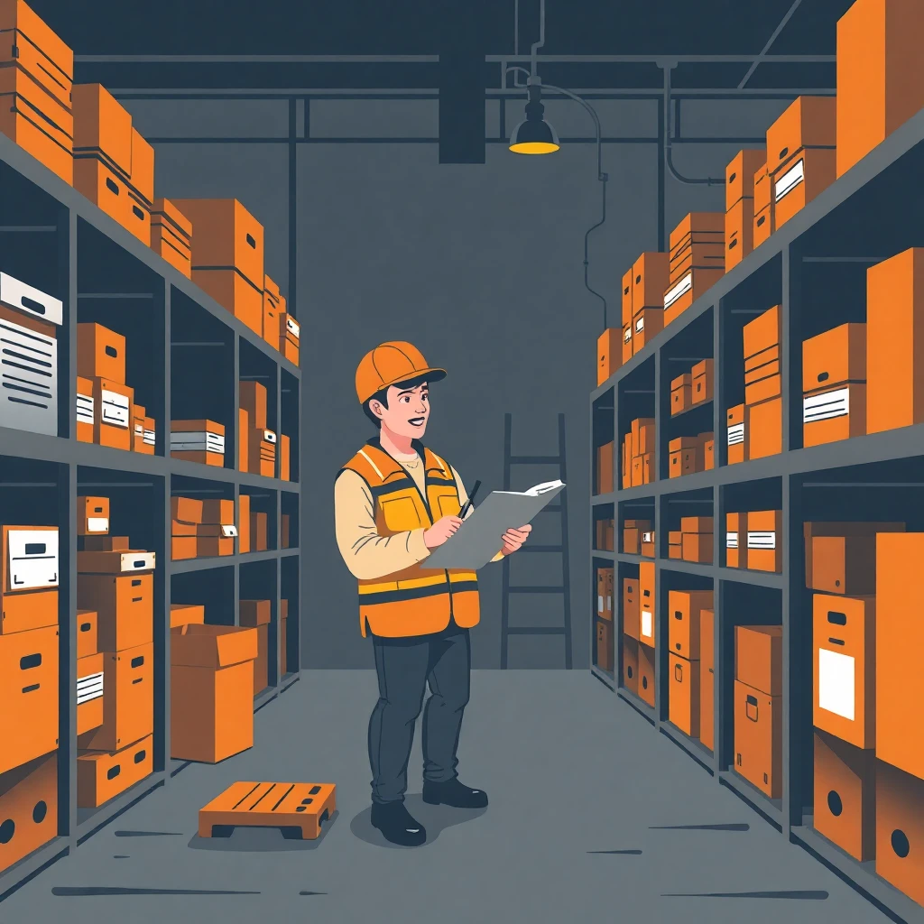 Trabajador de almacén revisando inventario