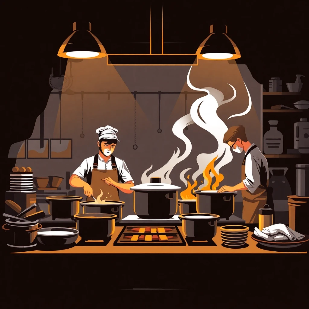 Equipo de cocina en acción