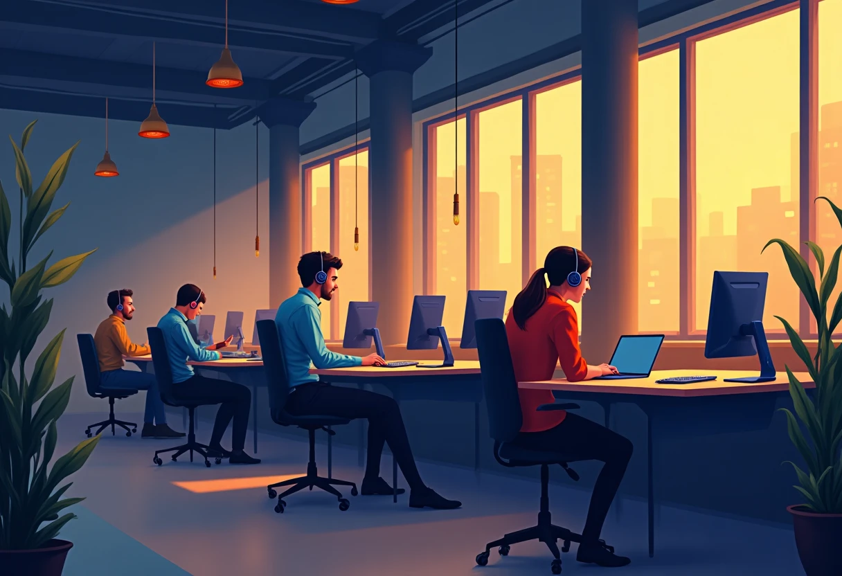 Customer service team at work