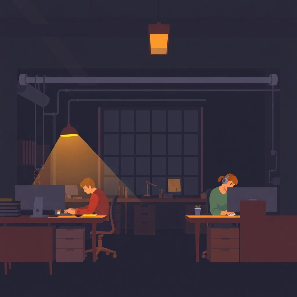 Night shift work scene