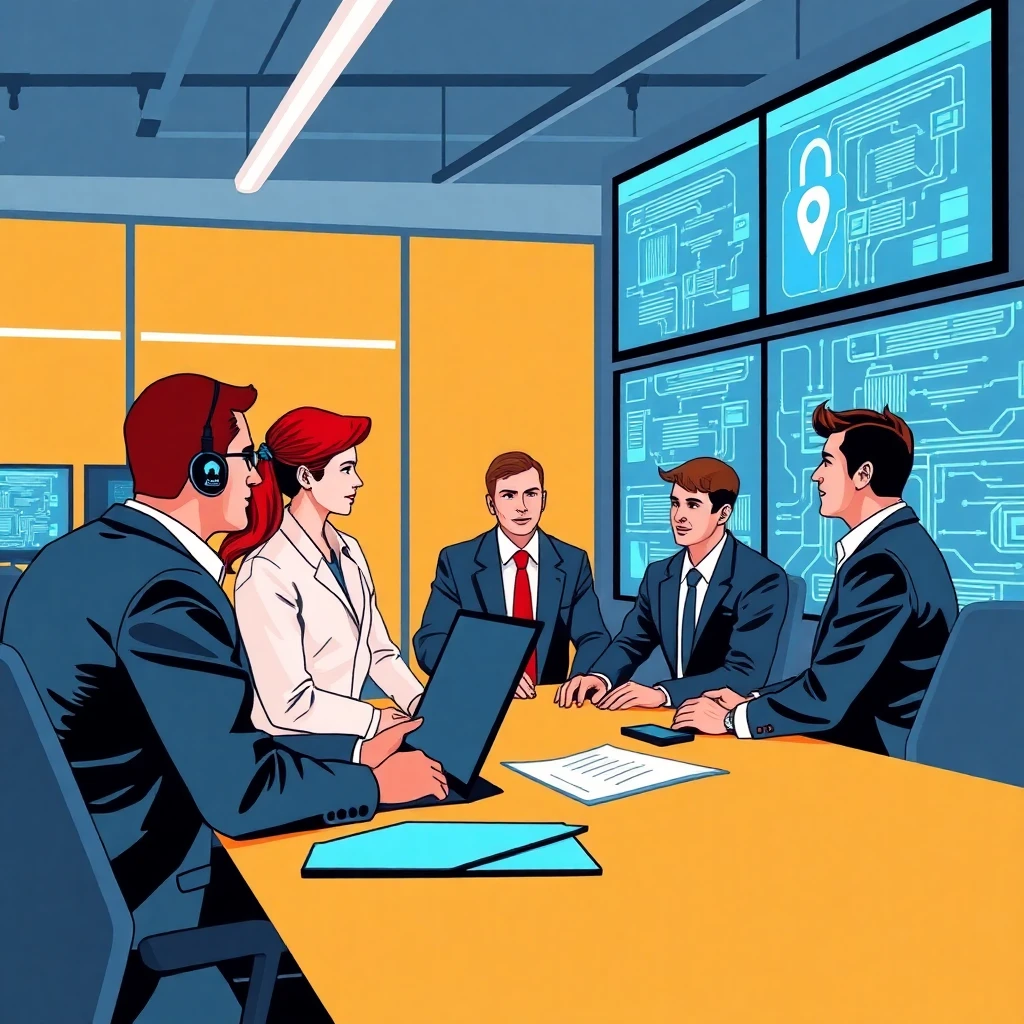 Team discussing network security