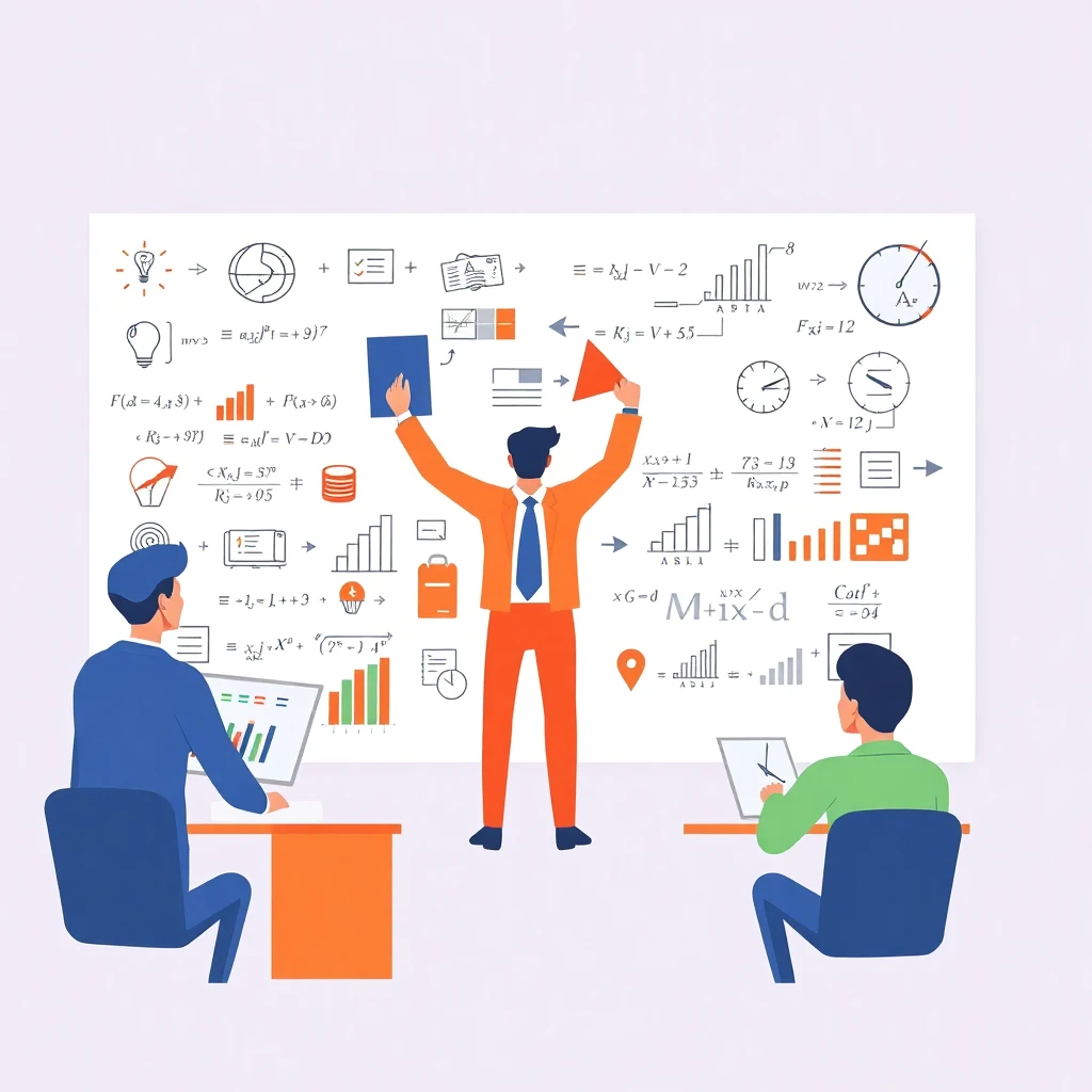 Diagrammes mathématiques sur un tableau blanc