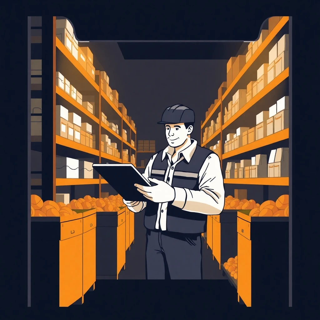 Coordinador de almacén revisando inventario