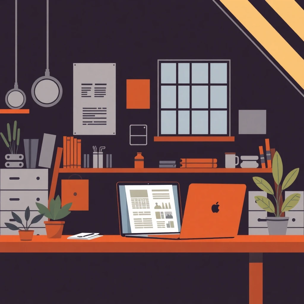 Espacio de trabajo moderno desde casa