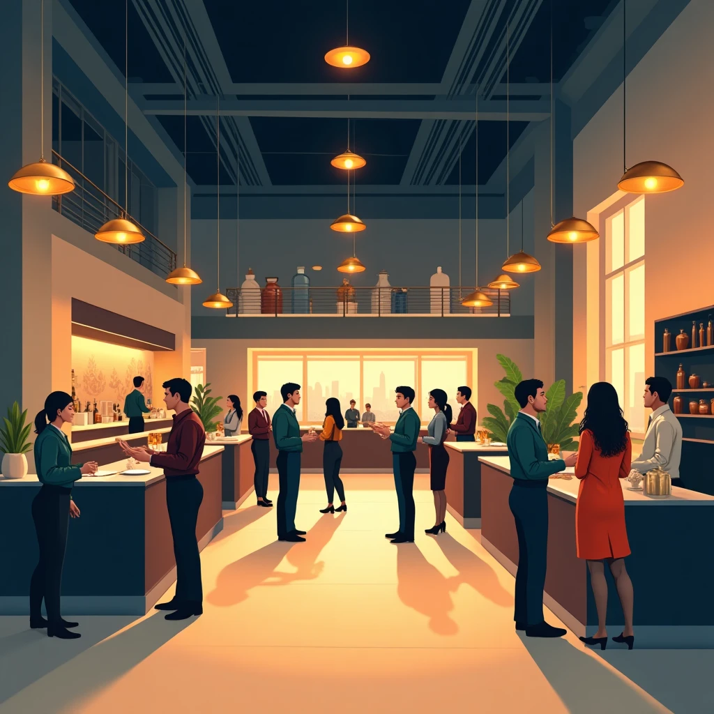 Hospitality scene in action