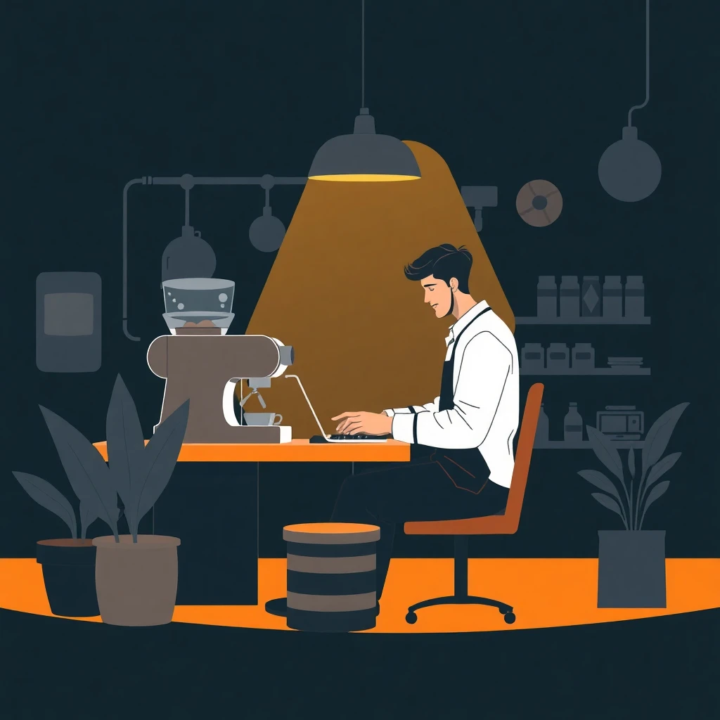 Trabajo remoto en una cafetería