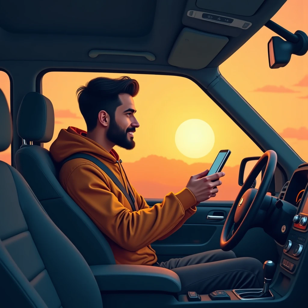 Conductor revisando su aplicación