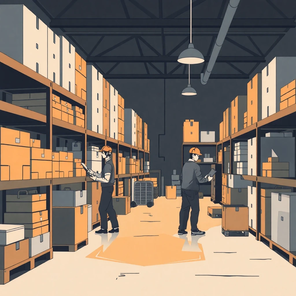 Trabajadores en un almacén
