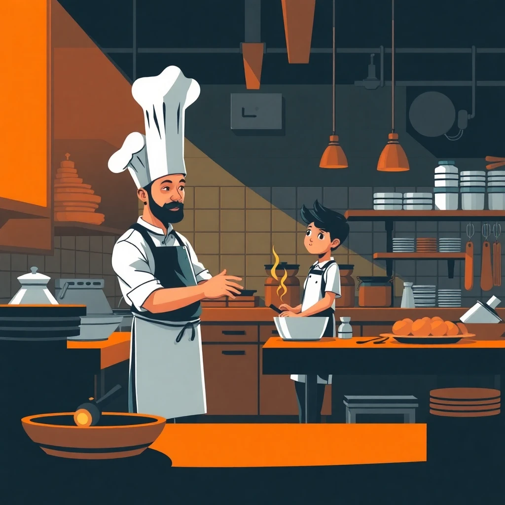 Mentorship in restaurant kitchen