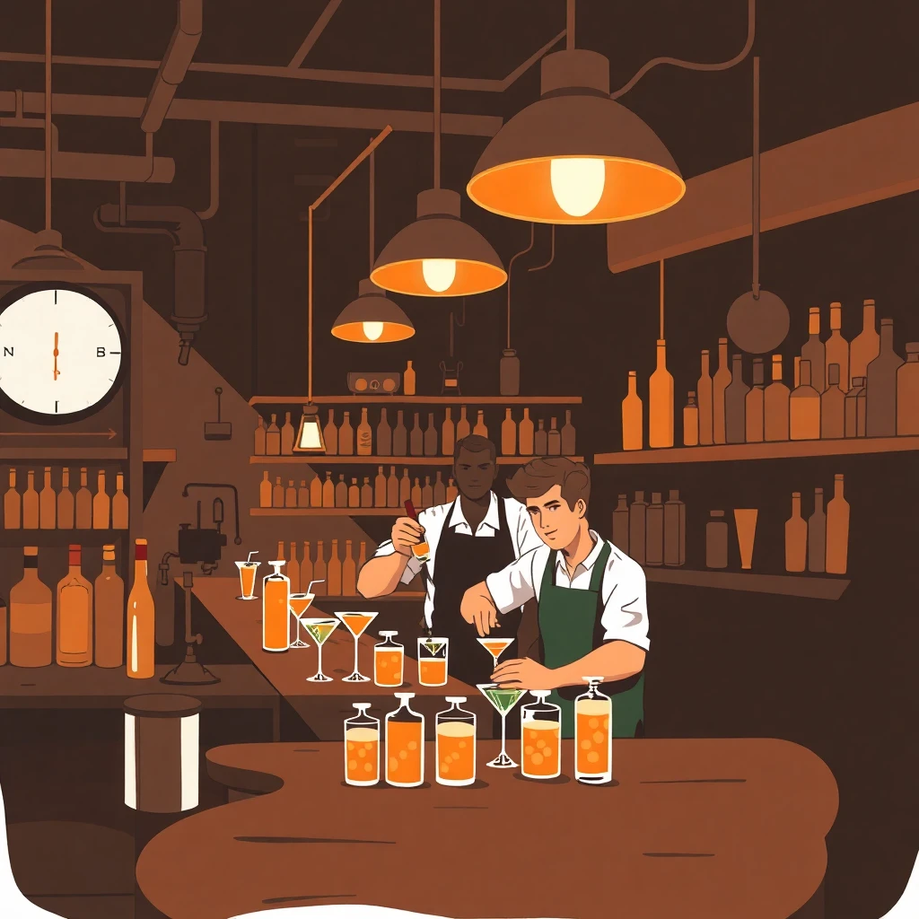 Bartender mixing drinks