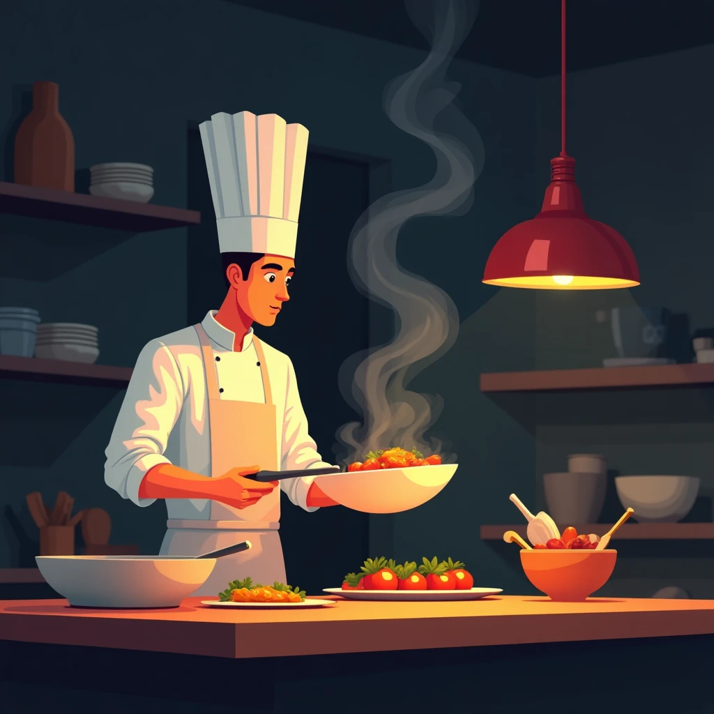 Bustling restaurant kitchen