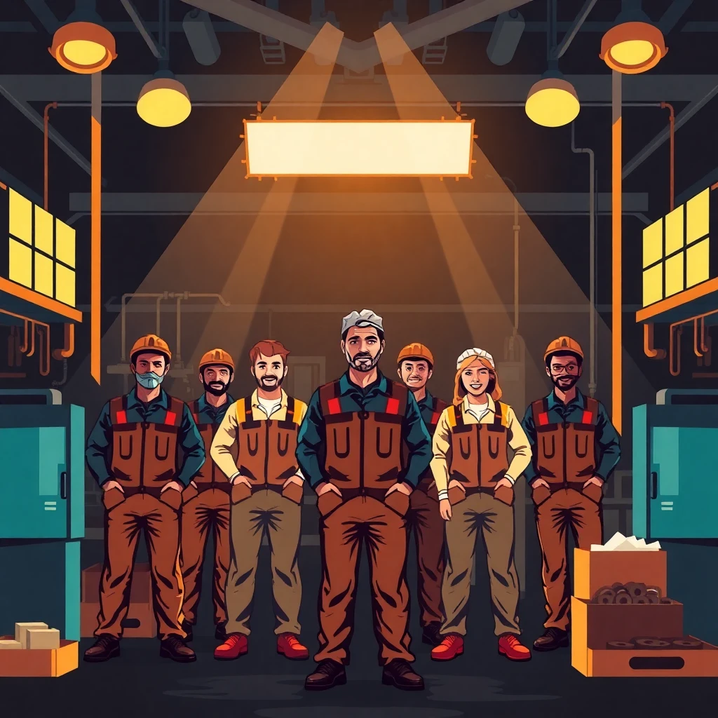 Teamwork in a factory setting