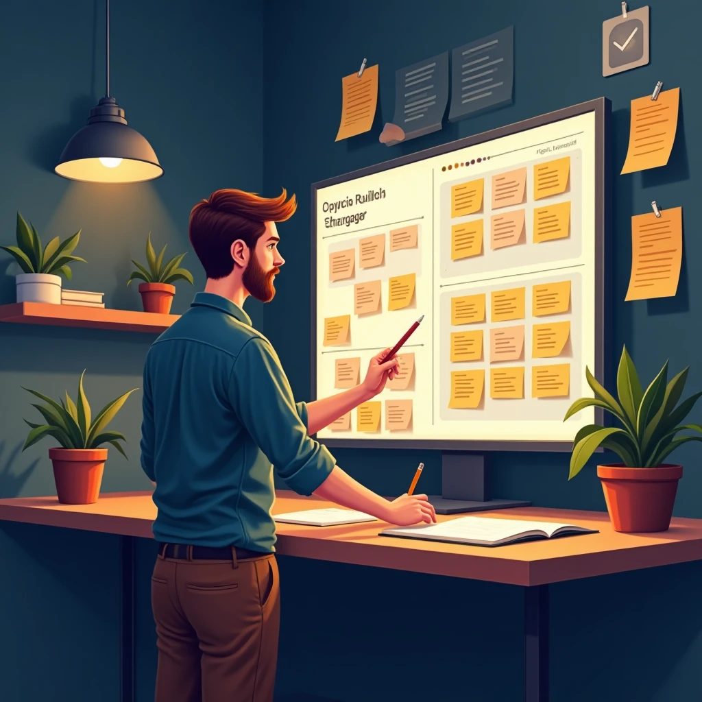 Project manager reviewing plans