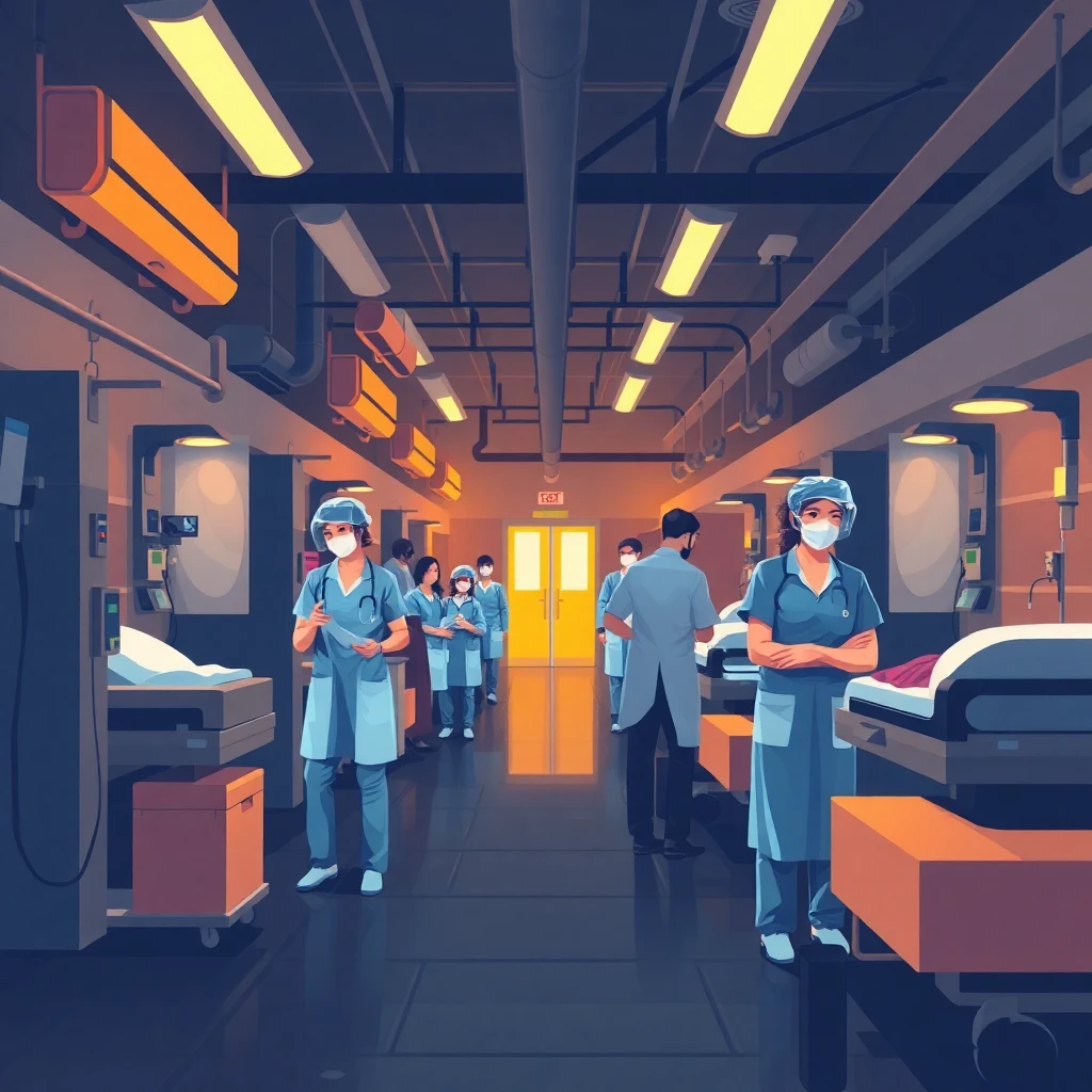 Busy hospital corridor