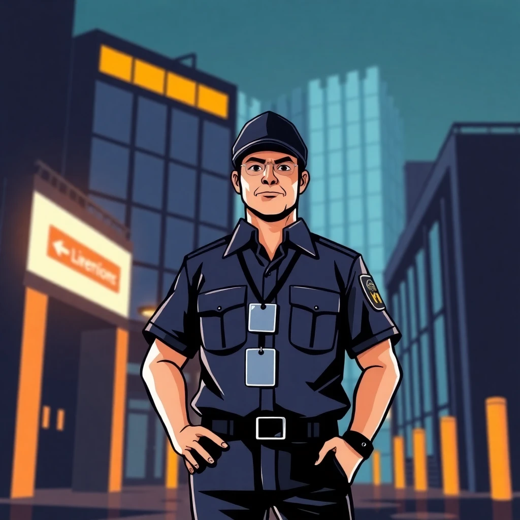 Security officer confidently standing