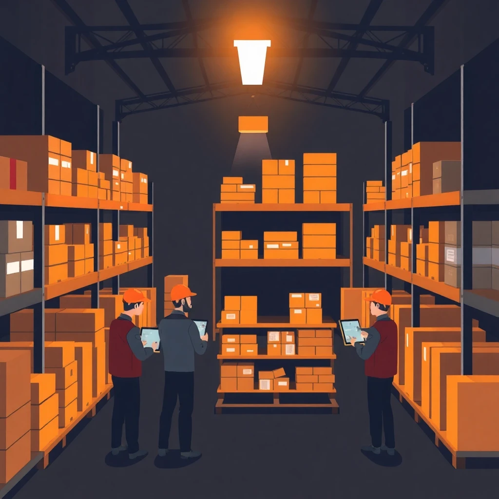 Modern warehouse with technology