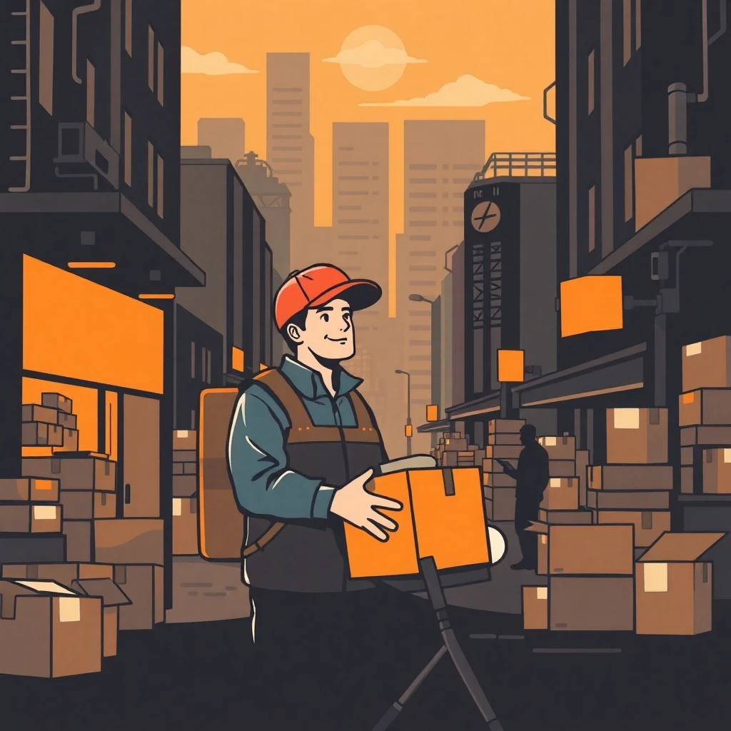 Delivery driver in action