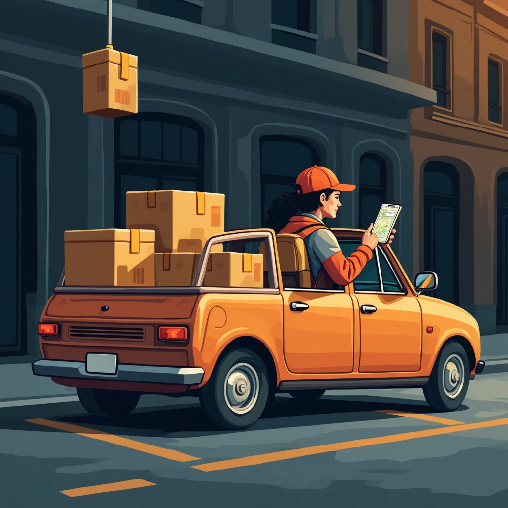 Delivery driver using a smartphone map
