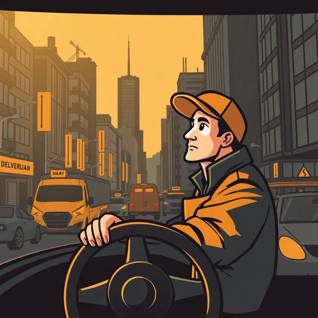 Delivery driver in traffic