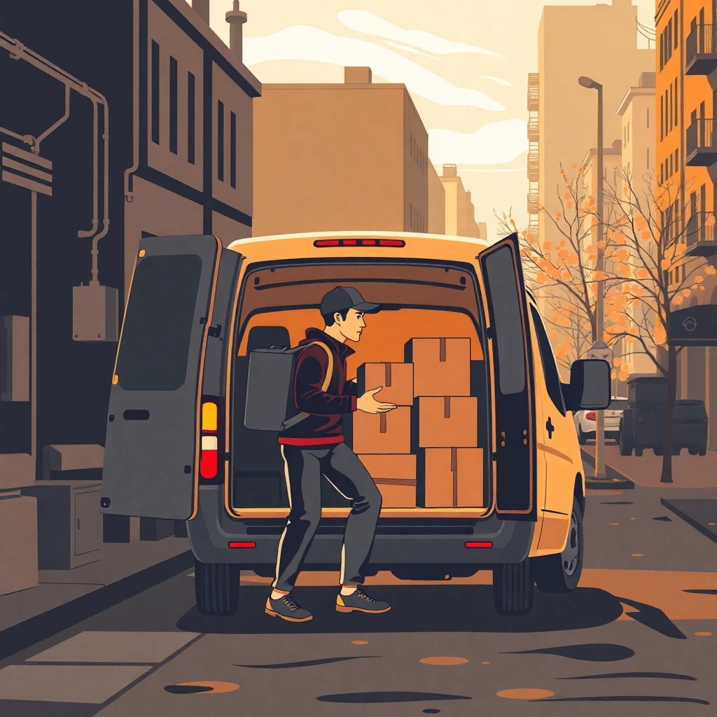 Delivery driver in action