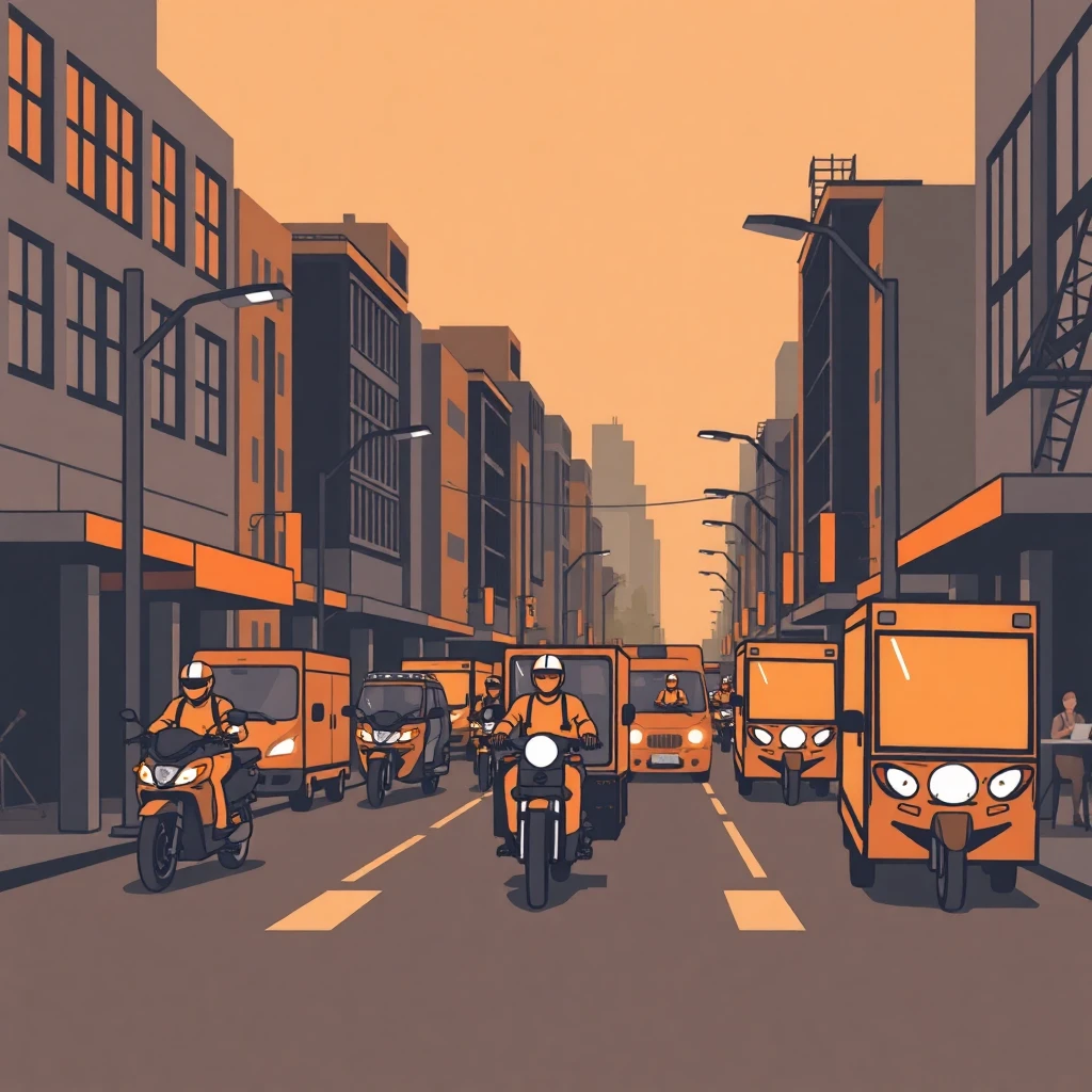 Urban delivery scene
