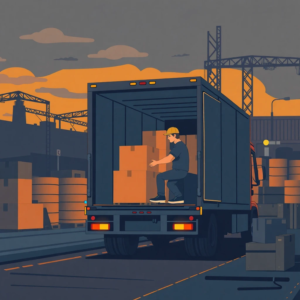Delivery worker unloading truck