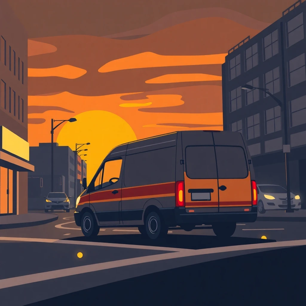 Delivery van in city