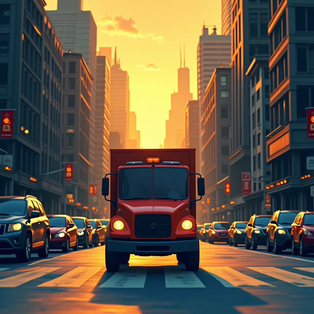 Delivery vehicle in city