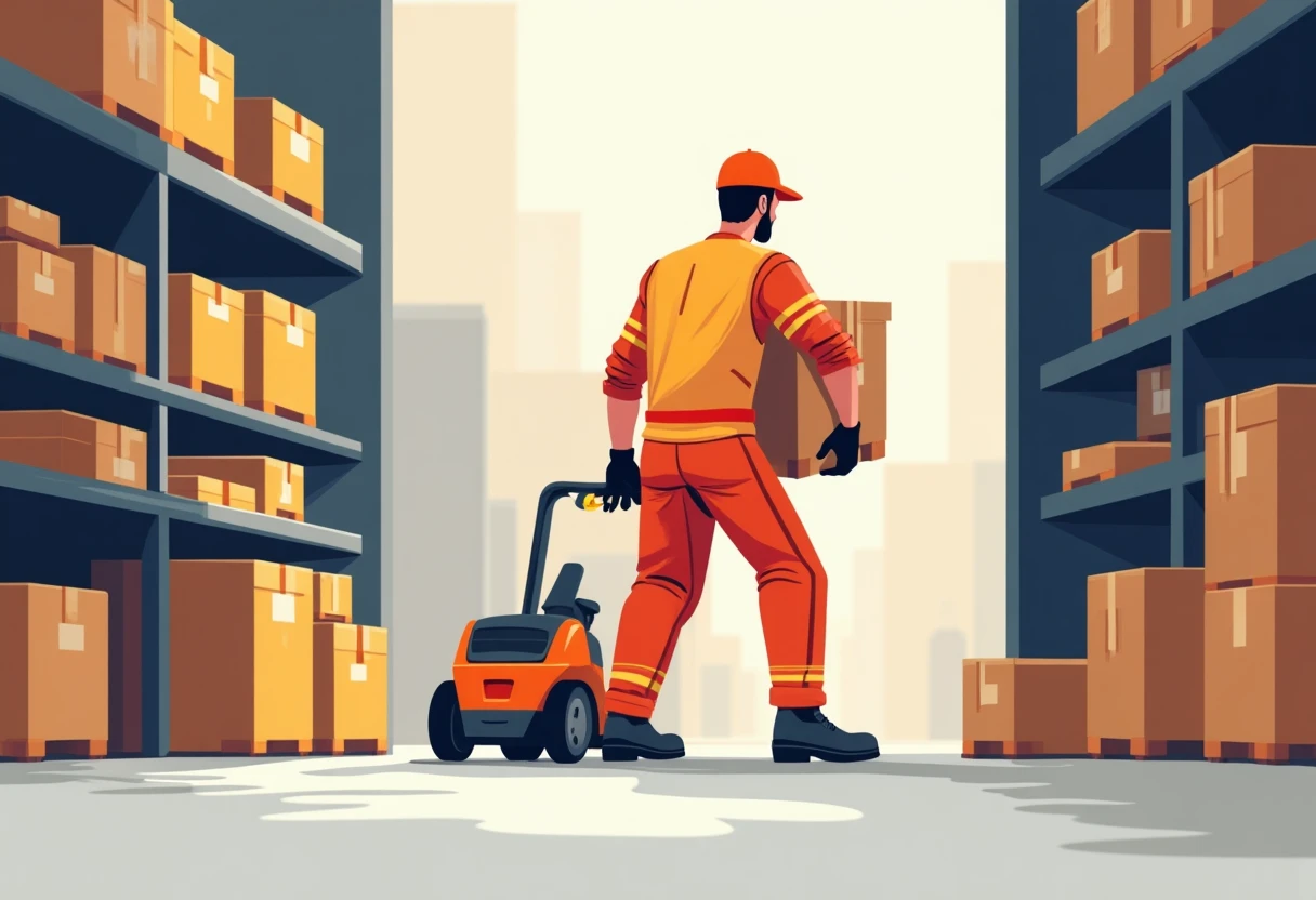 Repartidor levantando una carga