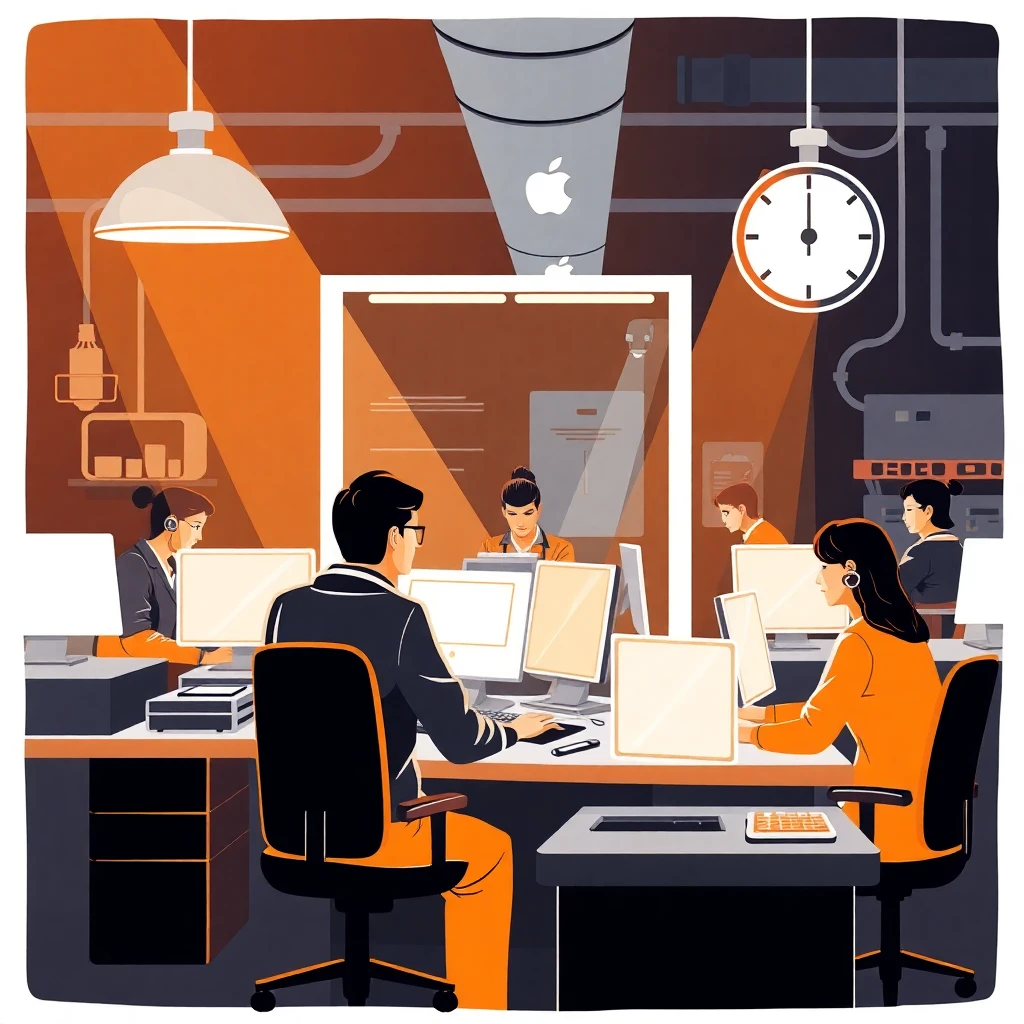 Trabajadores en un centro de atención al cliente