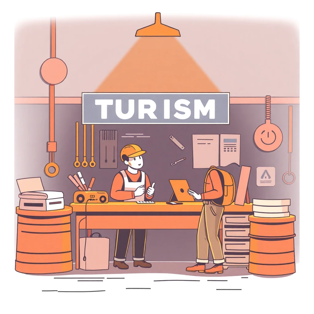 Azafato de turismo ayudando a clientes