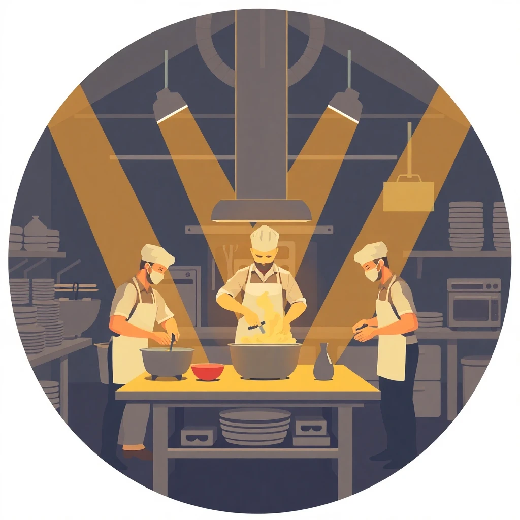 Equipo de cocina en acción