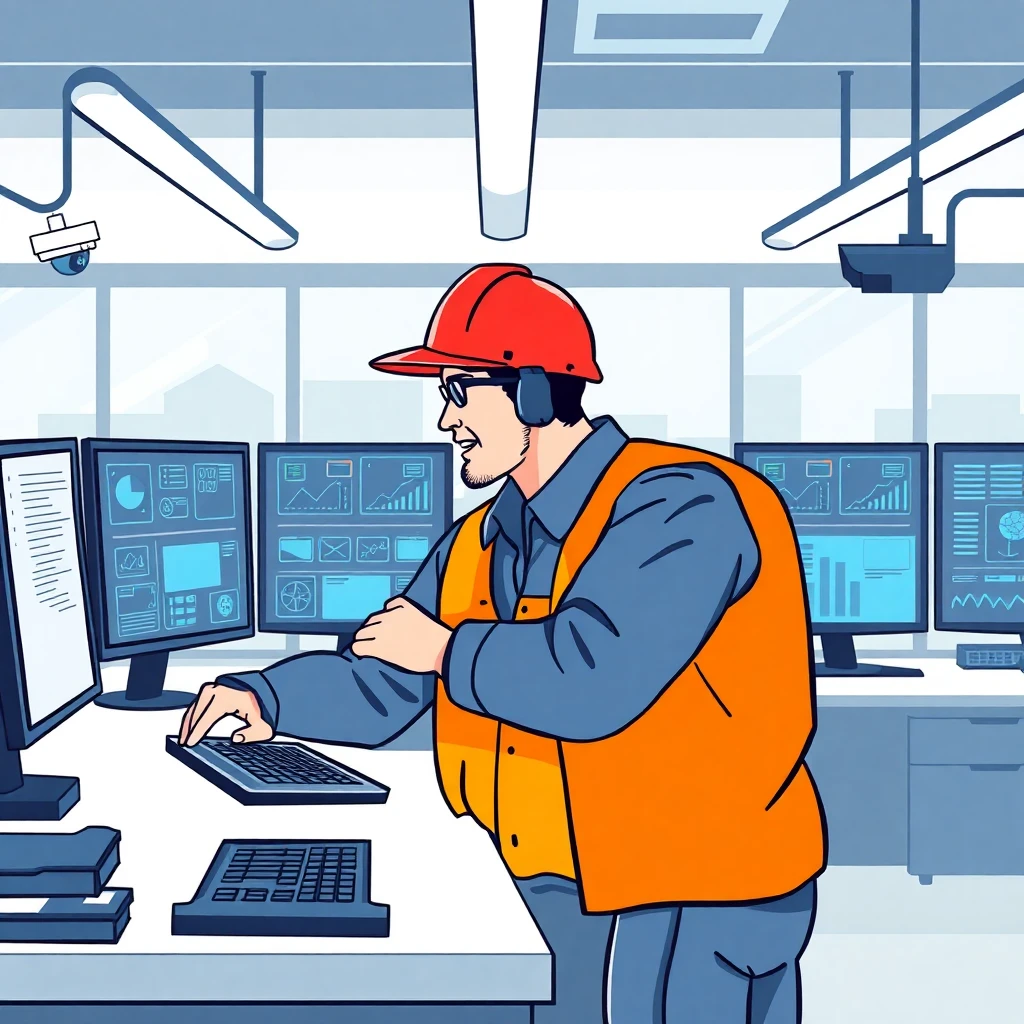 Trabajador de seguridad en monitoreo