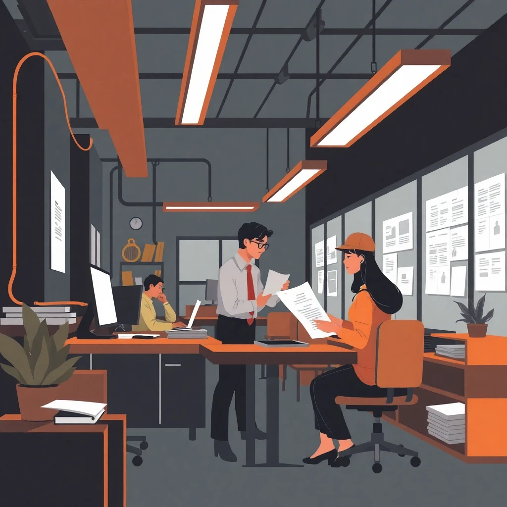 Revisión de documentos financieros en una oficina moderna