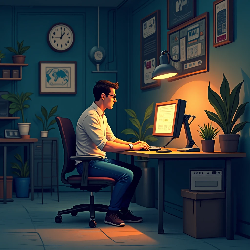 Ingeniero de software en una oficina moderna