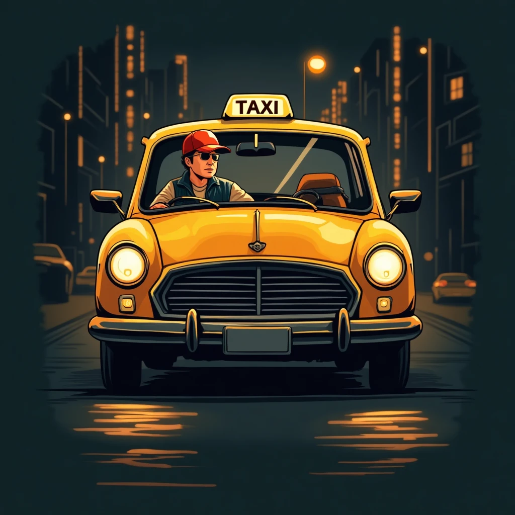 Chofer de taxi en acción