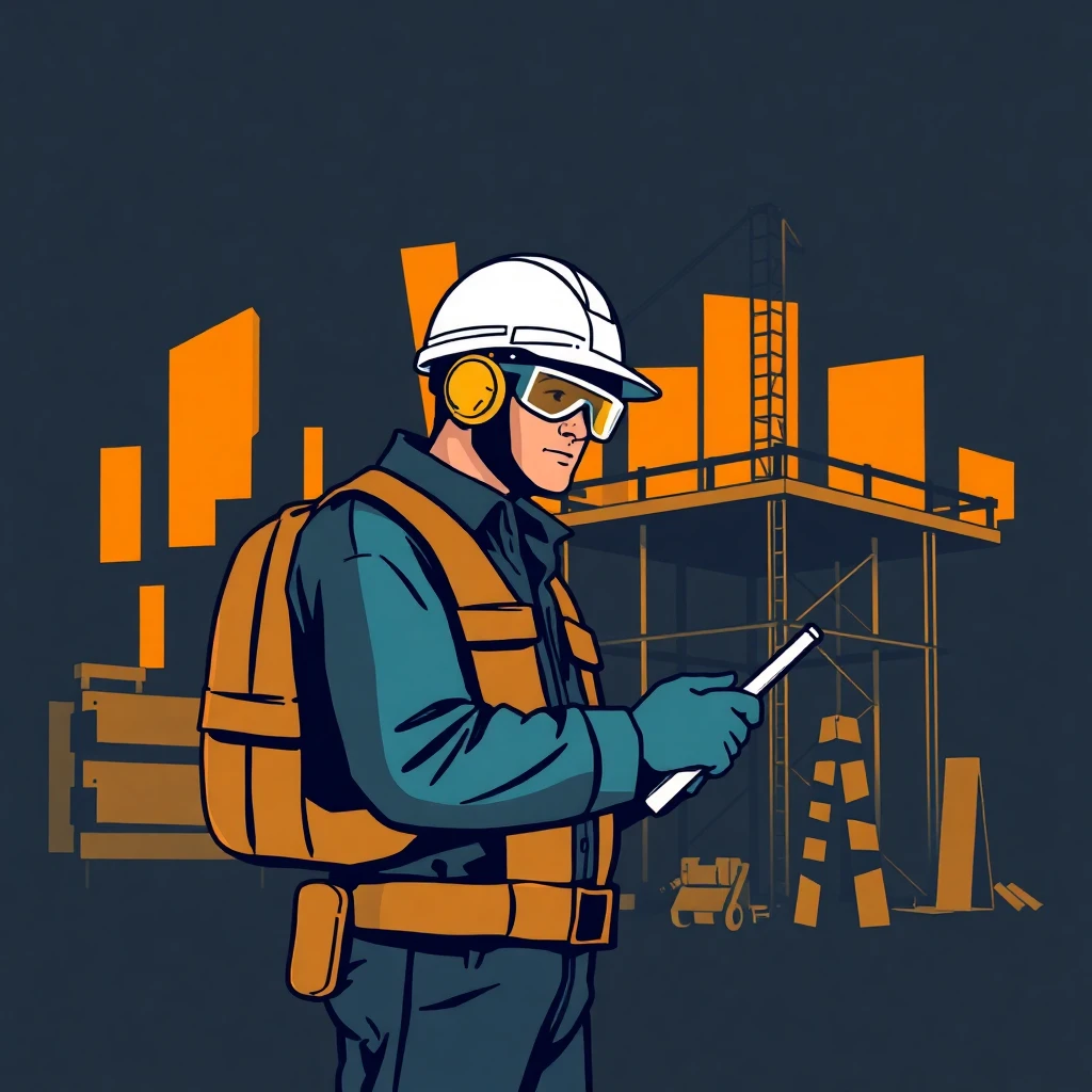 Trabajador de construcción en acción