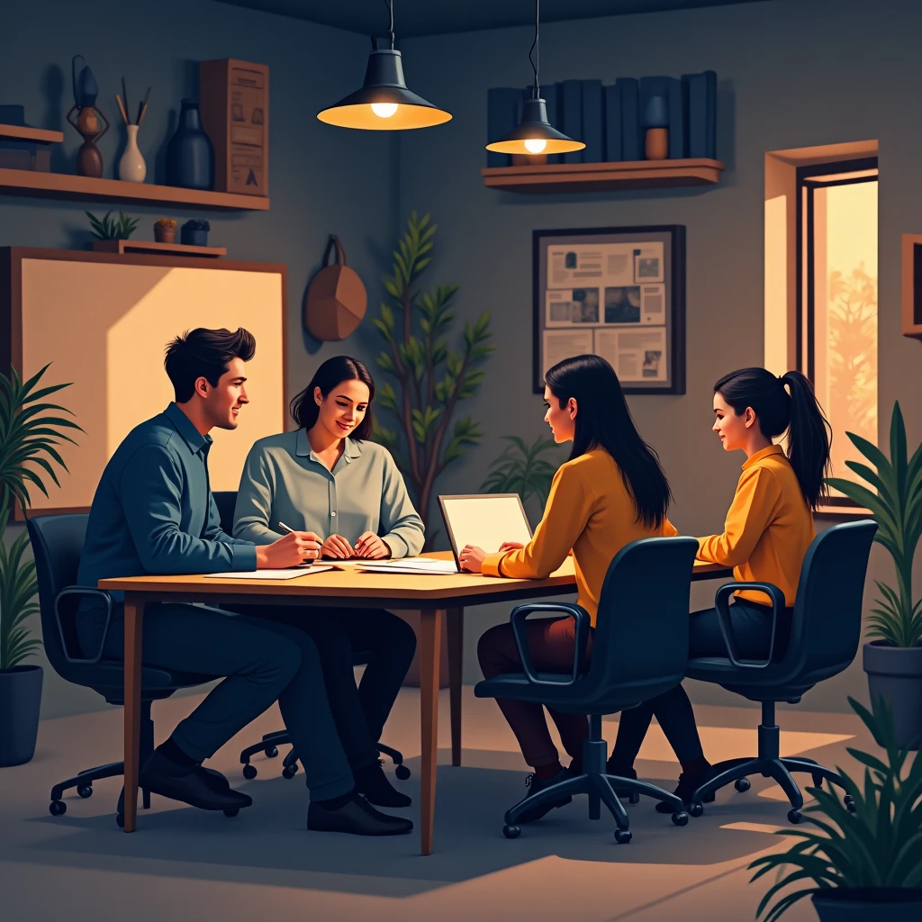 Reunión de equipo en oficina