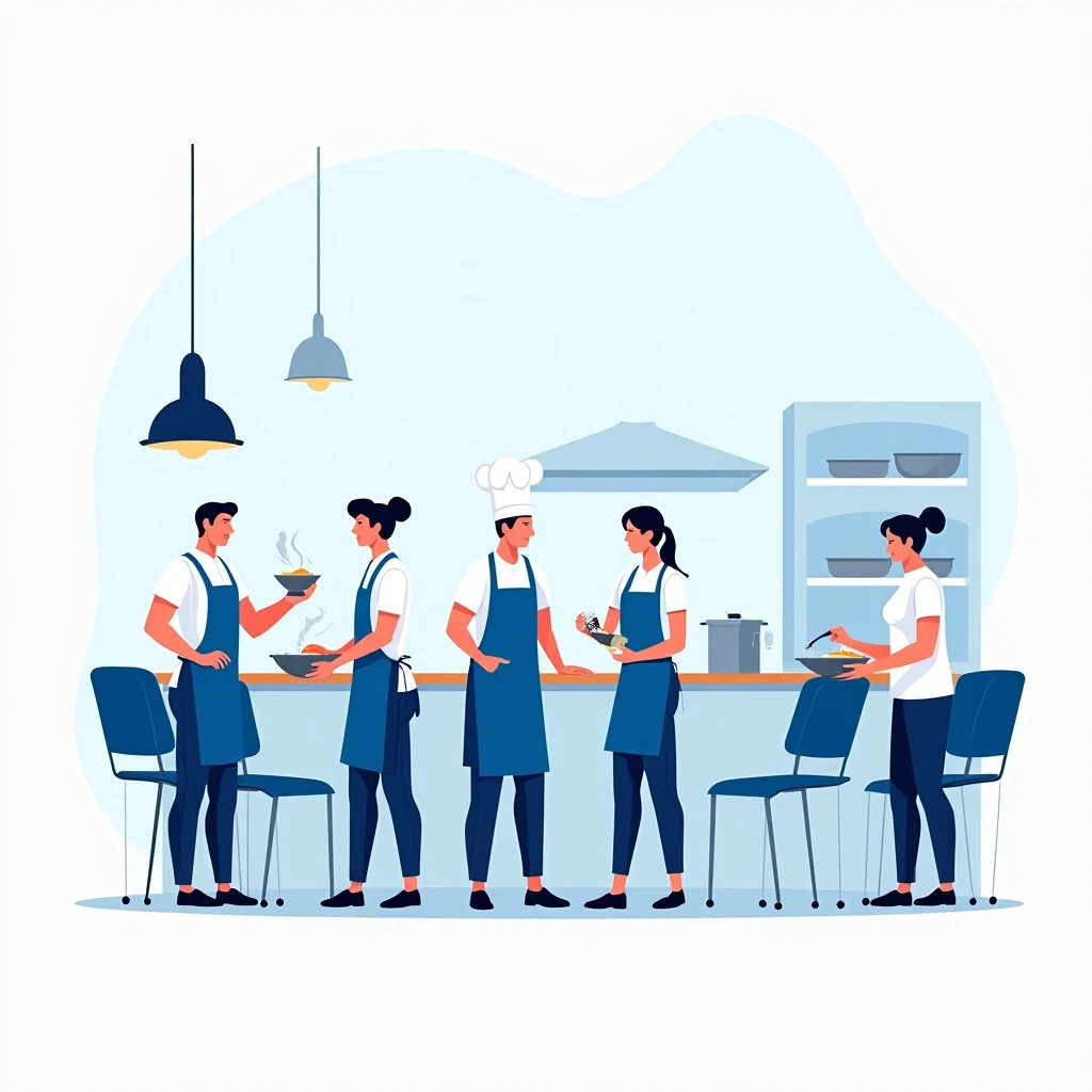 Equipo de cocina trabajando en conjunto