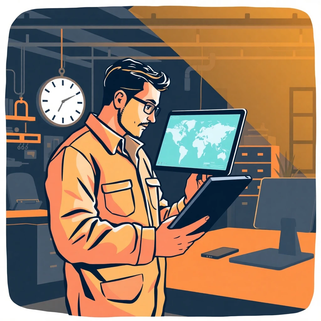 Profesional de seguridad utilizando tecnología