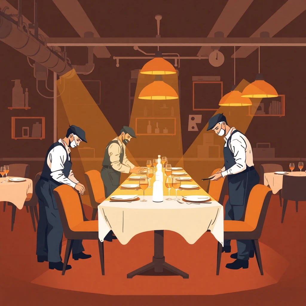 Preparativos en un restaurante