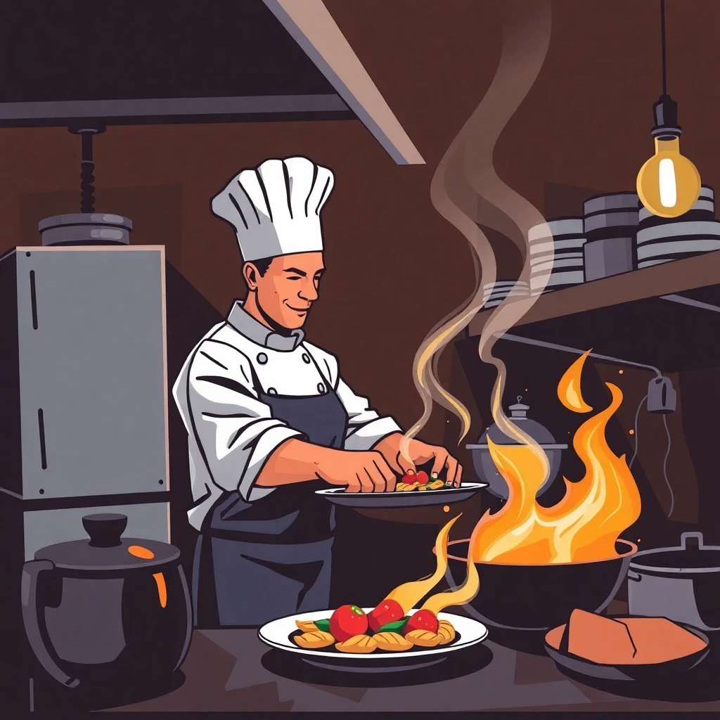 Chef trabajando en un plato