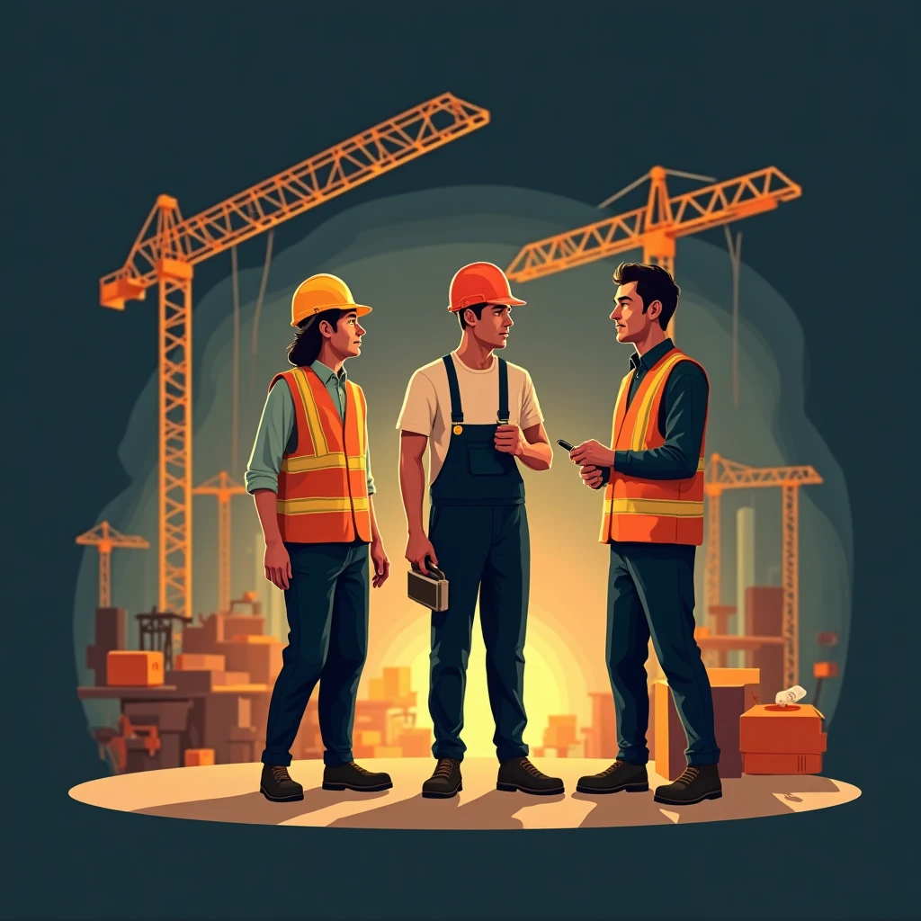 Trabajadores de construcción discutiendo