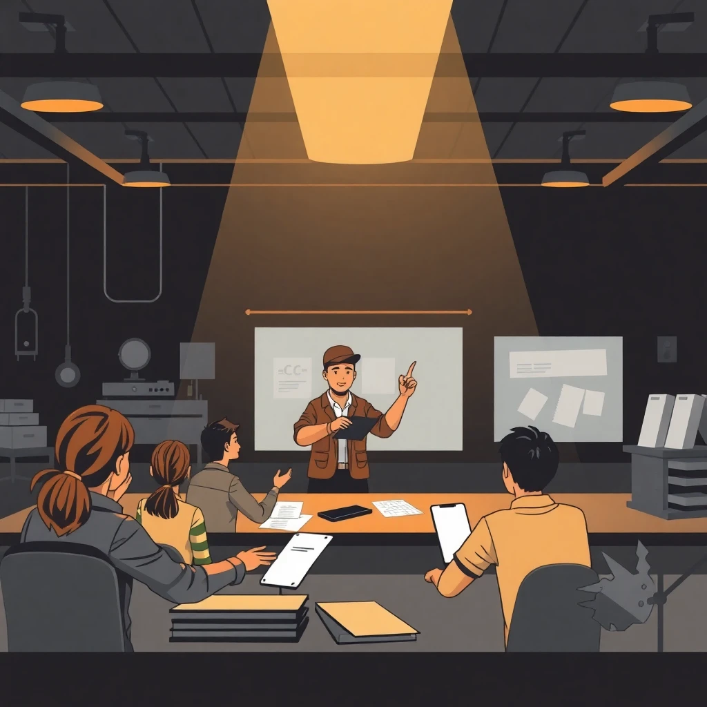 Maestro en aula moderna