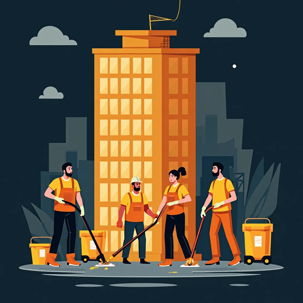 Equipo de limpieza en acción